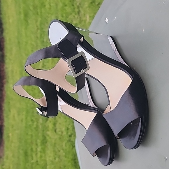 Michael Michael Kors Black leather with Clear-Heel Wedge Size 8.5M - Picture 1 of 7
